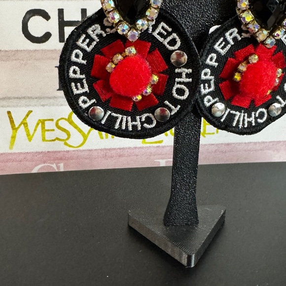 Handmade Red Hot Chili Peppers Earrings – Statement Rock Jewelry - Picture 2 of 4